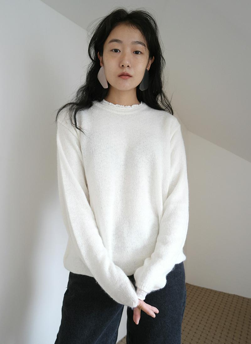 モヘア混ラウンドニット