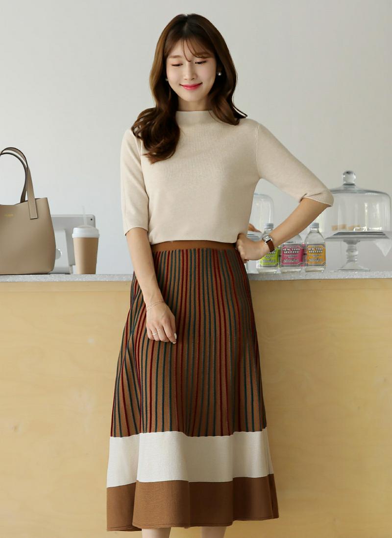 ボトルネック5分丈ニット