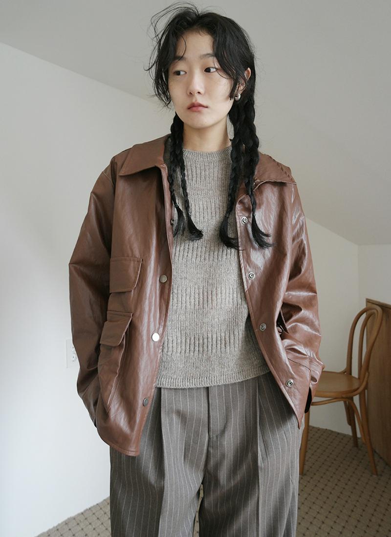 ポケットフェイクレザージャケット