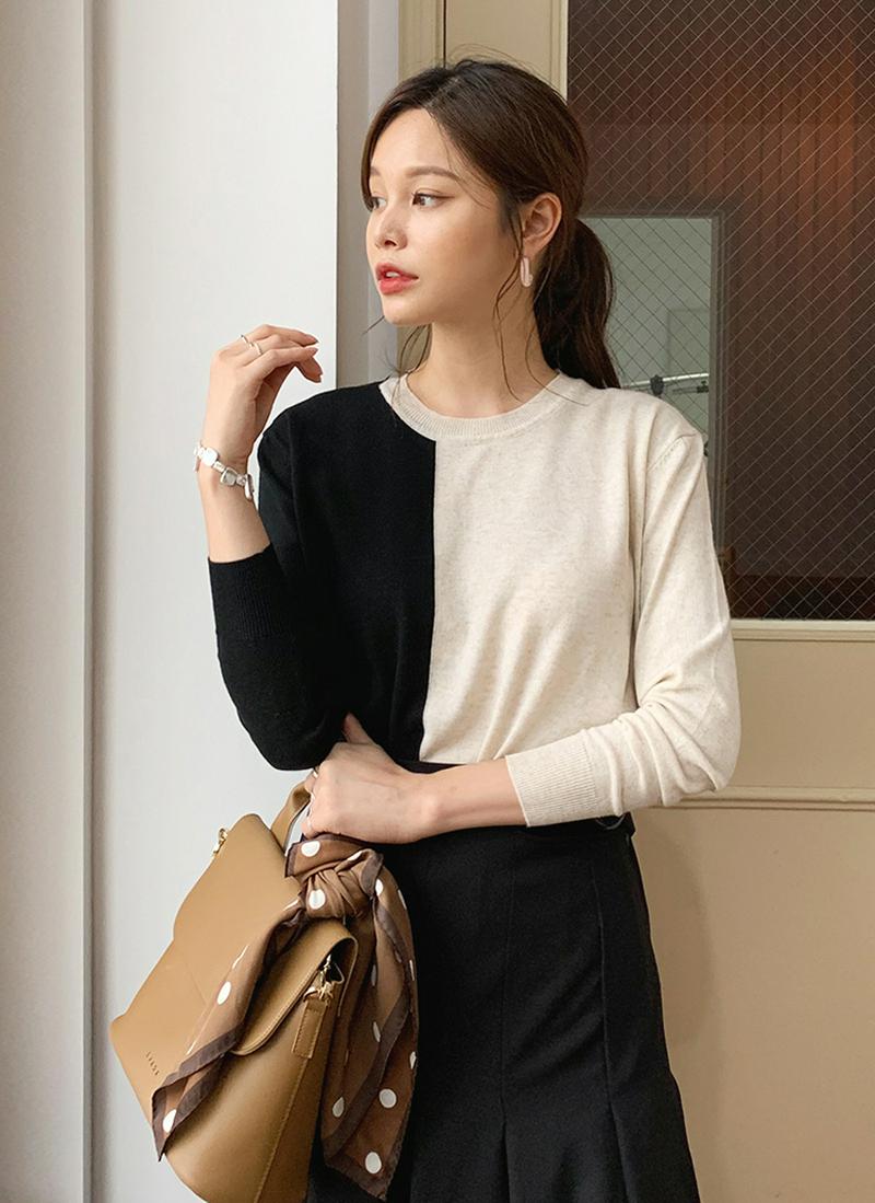 バイカラーニット・全2色