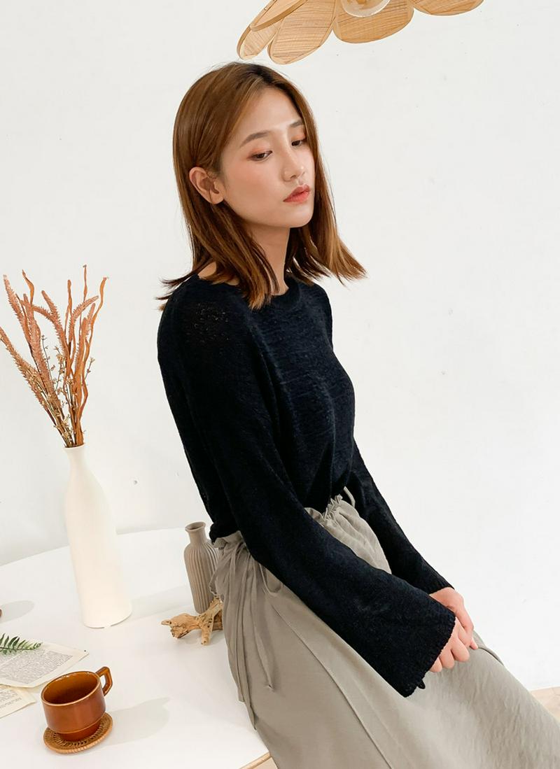 シースルーハーフクロップドニット