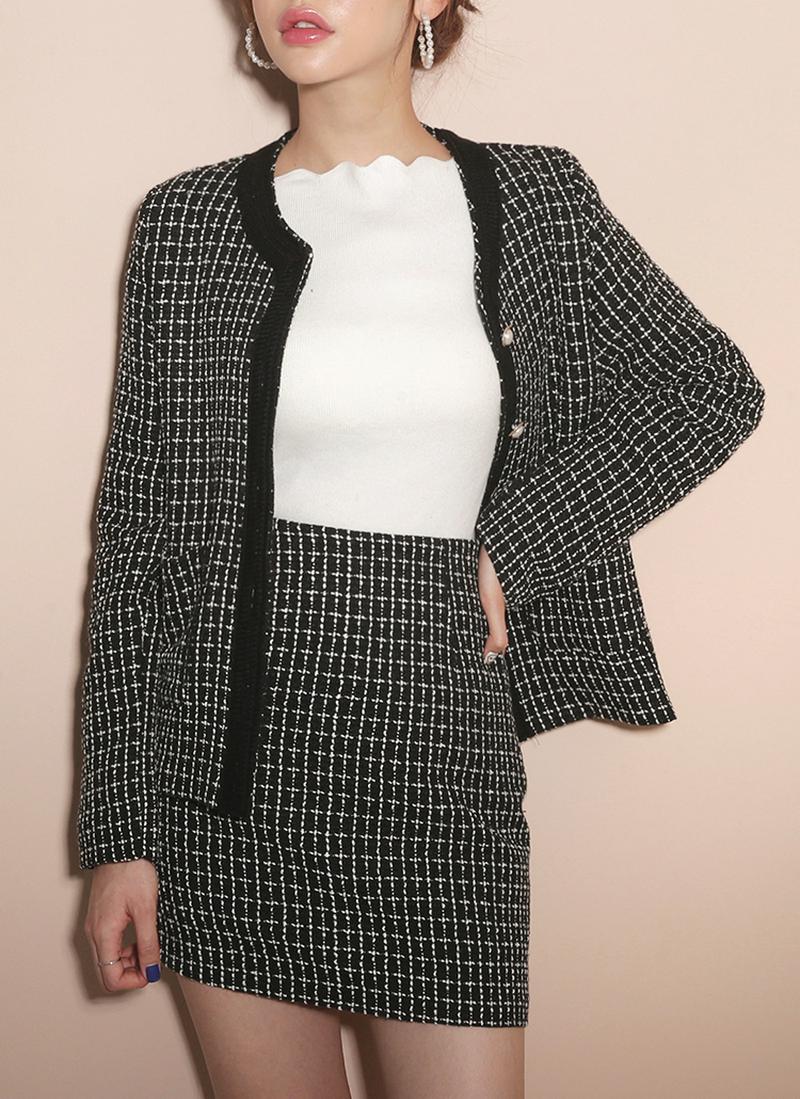 パールボタンツイードジャケット・全2色