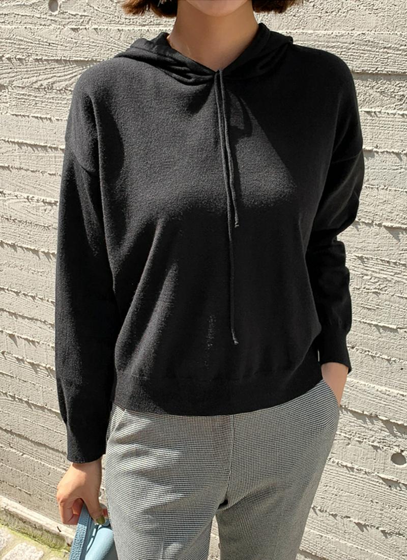 アクリル混ニットフーディ