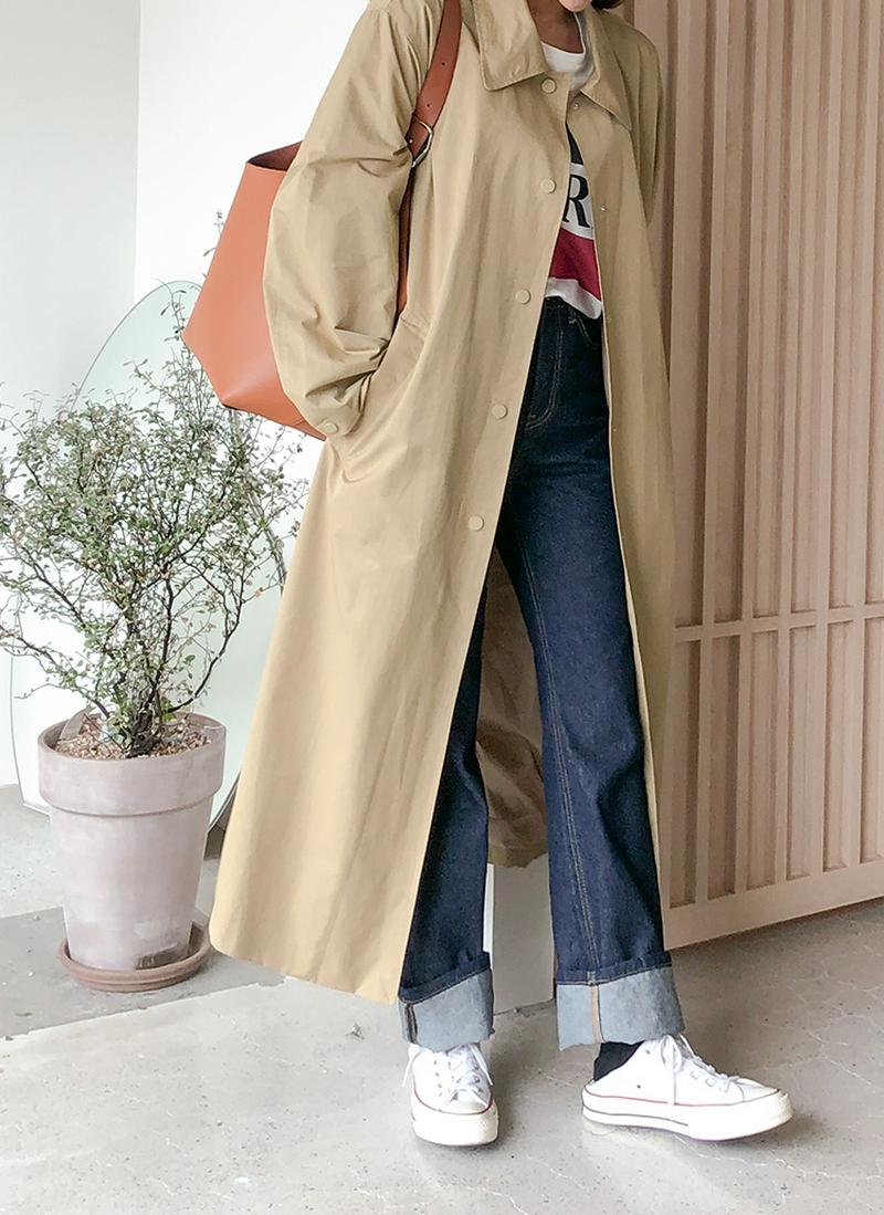 ロング丈シングルボタンコート