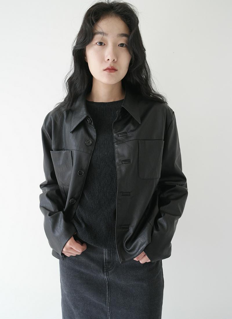 フェイクレザーカラージャケット