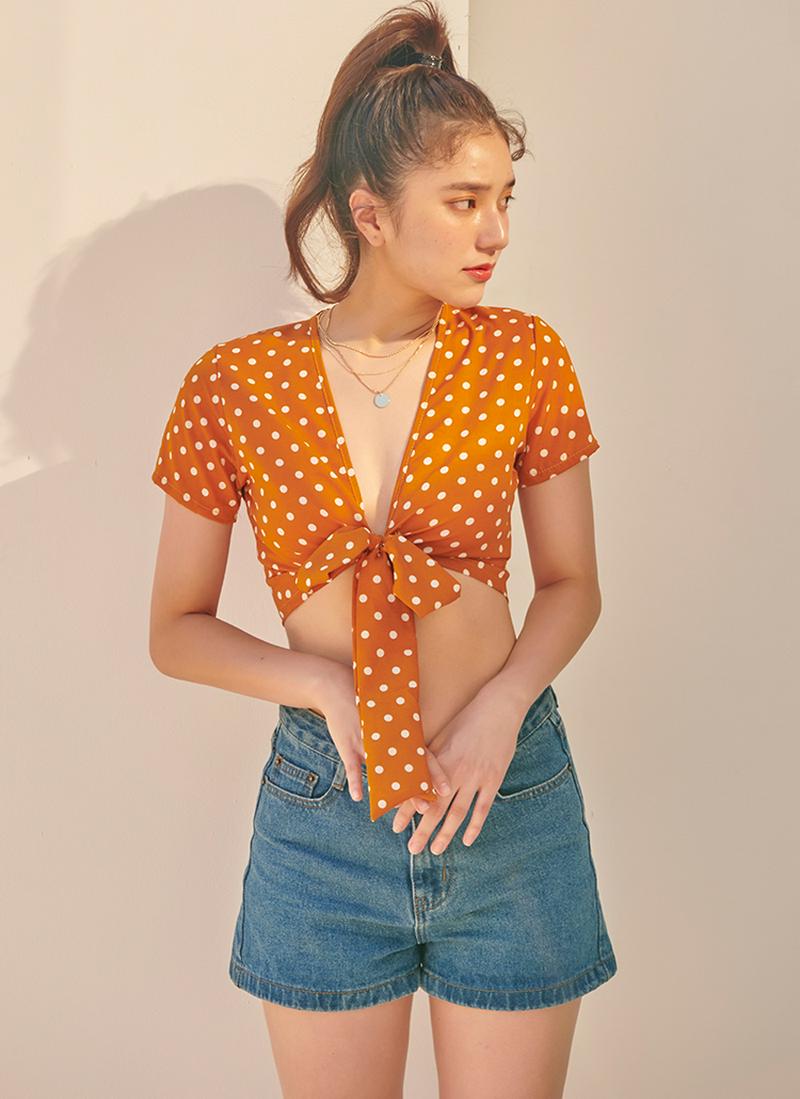 ドットフロントストラップTシャツ