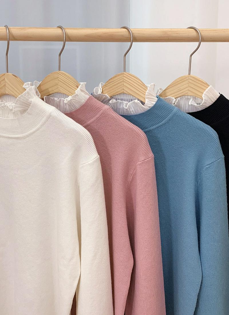 プリーツコントラストニット・全4色