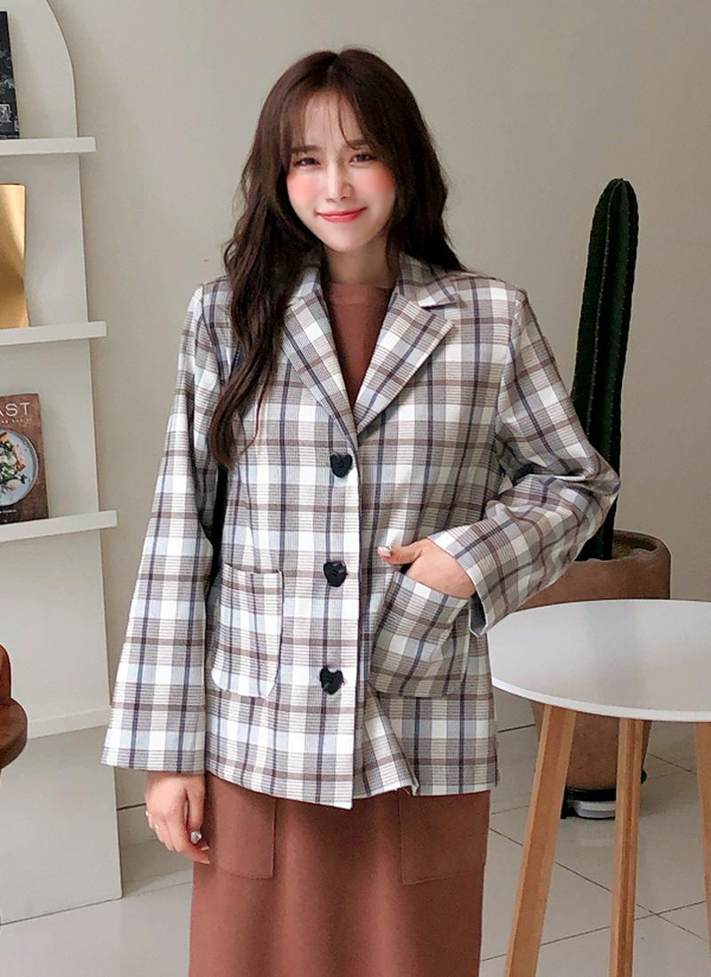チェックスリーボタンジャケット