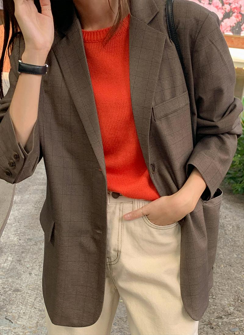 ウール混チェックジャケット