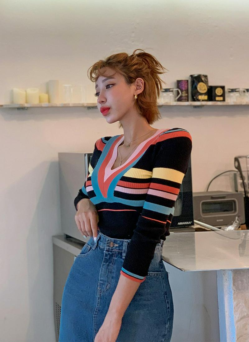 ウール混カラフルニット