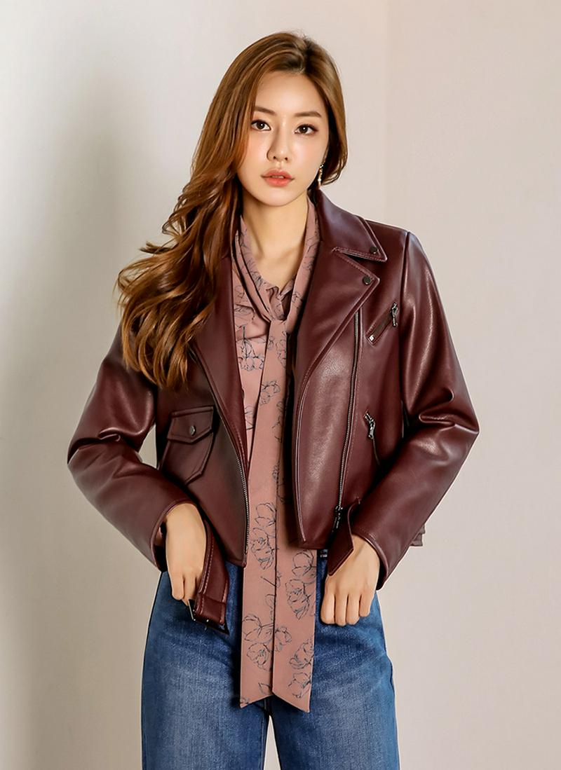 フェイクレザーライダースジャケット