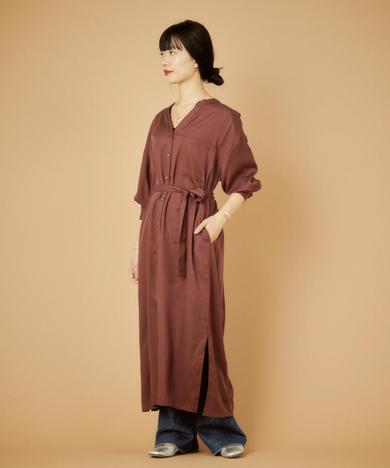 ベルテッドロングシャツワンピース