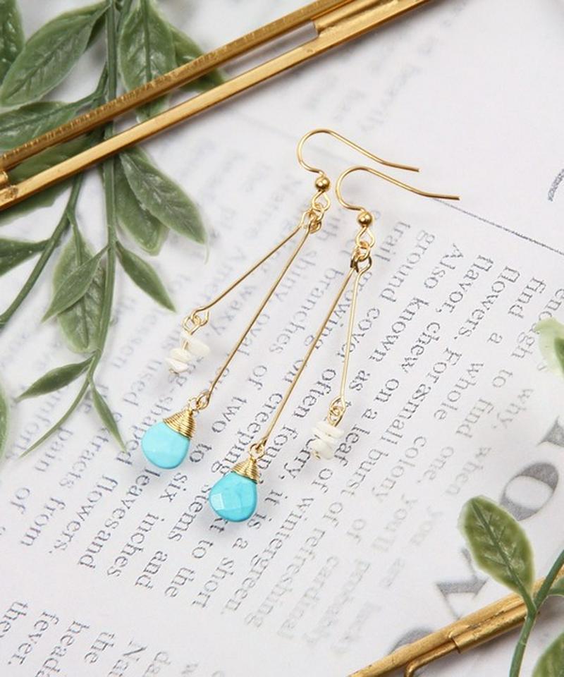 K14GF ターコイズ×サザレハウライトピアス