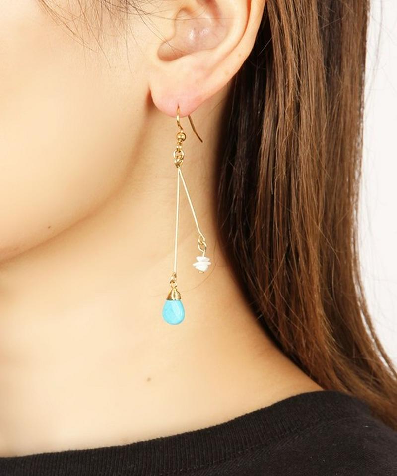 K14GF ターコイズ×サザレハウライトピアス