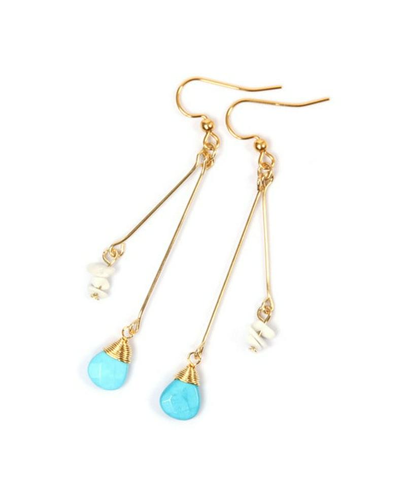 K14GF ターコイズ×サザレハウライトピアス