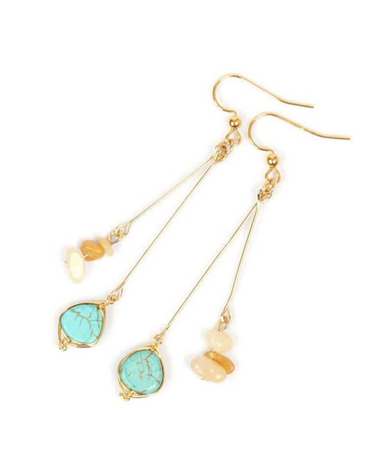 K14GF チャイニーターコイズ×サザレトパーズピアス