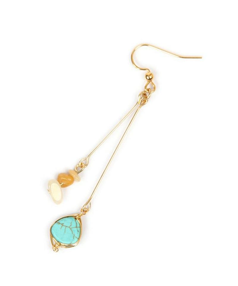 K14GF チャイニーターコイズ×サザレトパーズピアス