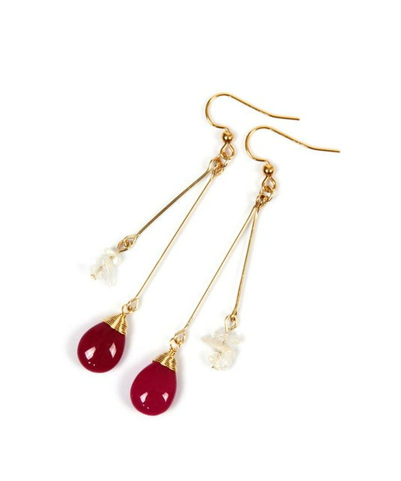 K14GF パープルジェイド×サザレムーンストーンピアス