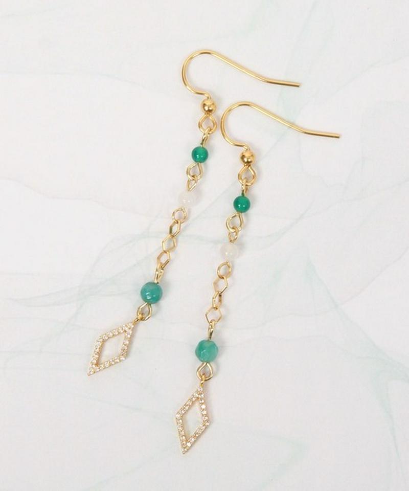 K14GF アマゾナイト×グリーン チェーンピアス