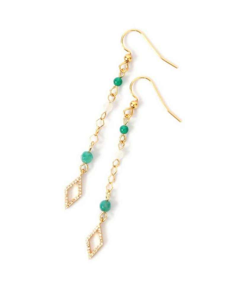 K14GF アマゾナイト×グリーン チェーンピアス