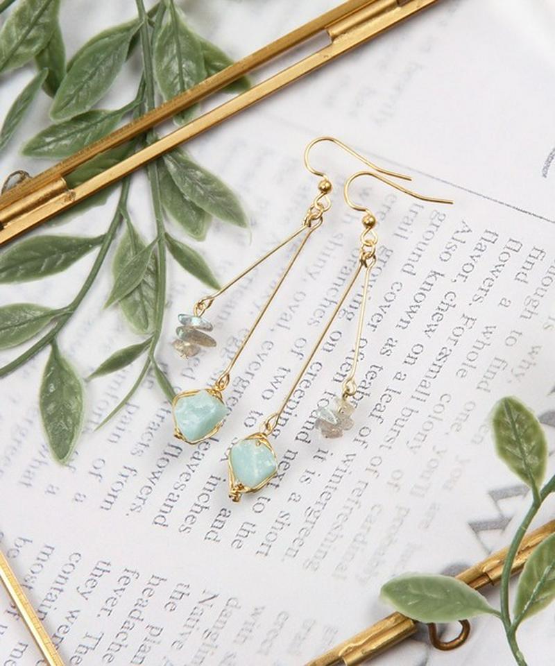 K14GF アマゾナイト×サザレラブラドライトピアス