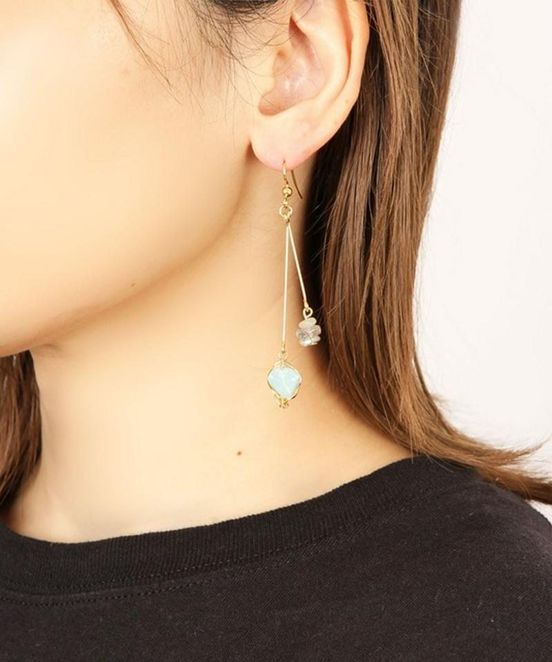 K14GF アマゾナイト×サザレラブラドライトピアス