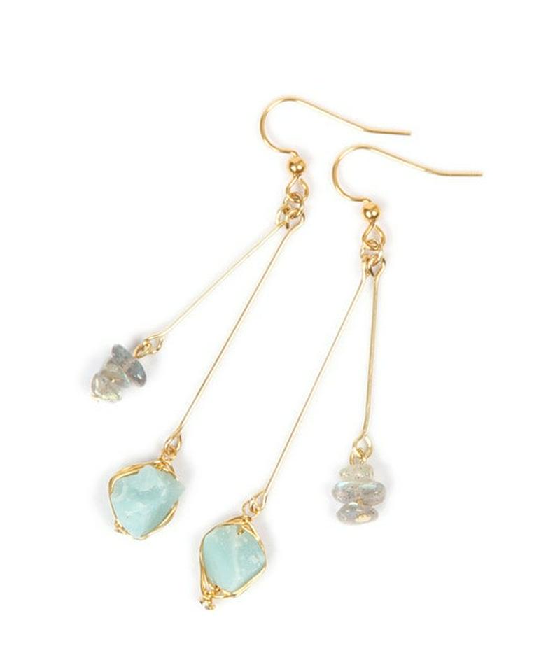 K14GF アマゾナイト×サザレラブラドライトピアス