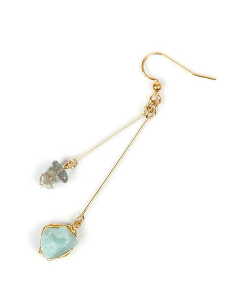 K14GF アマゾナイト×サザレラブラドライトピアス