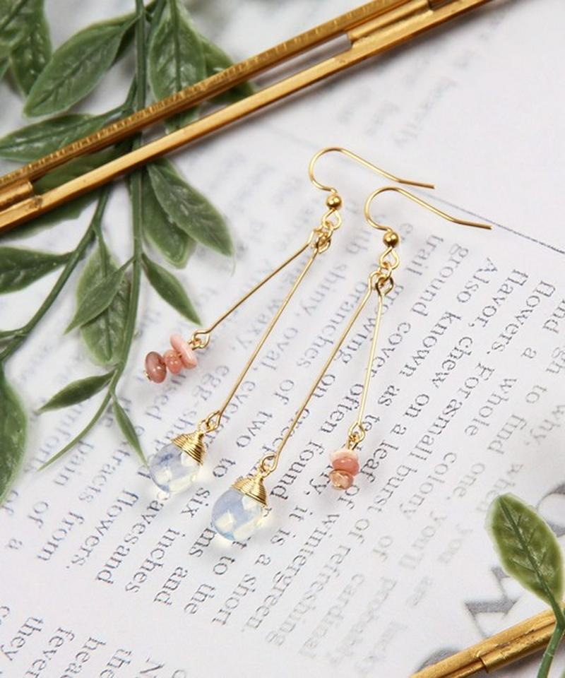 K14GF ムーンストーン×サザレロードクロサイトピアス