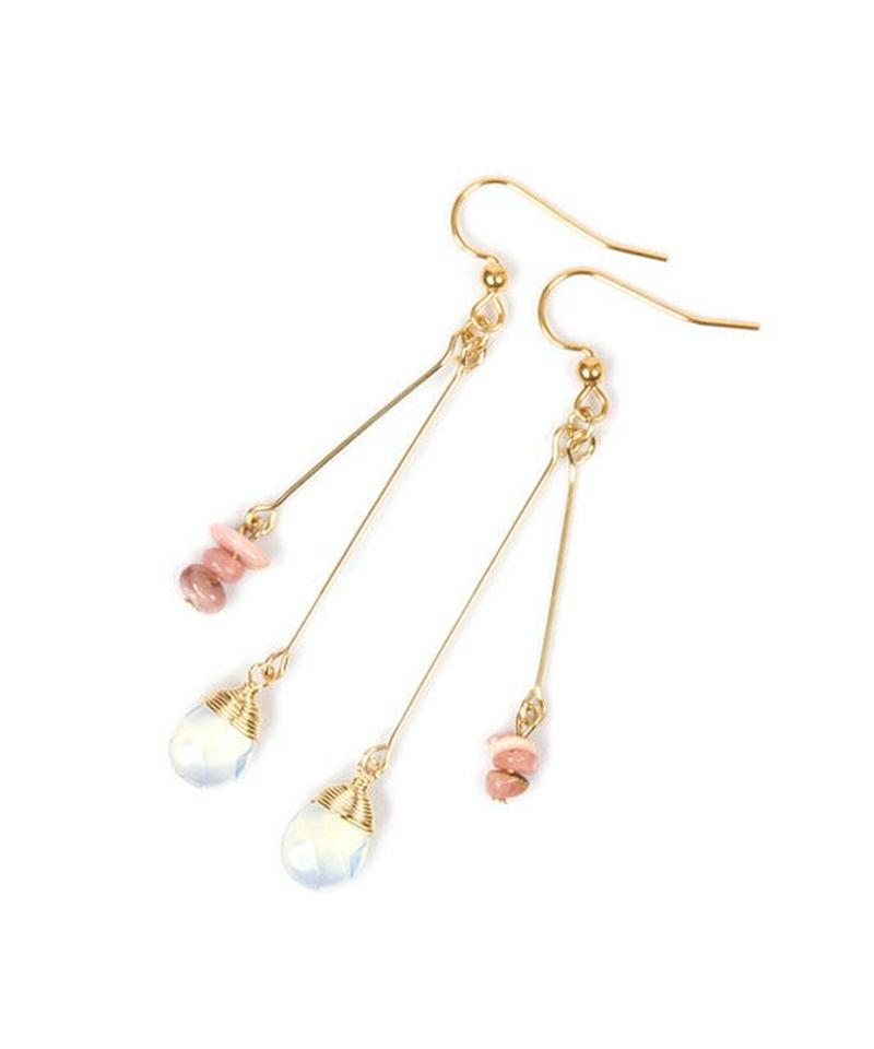 K14GF ムーンストーン×サザレロードクロサイトピアス