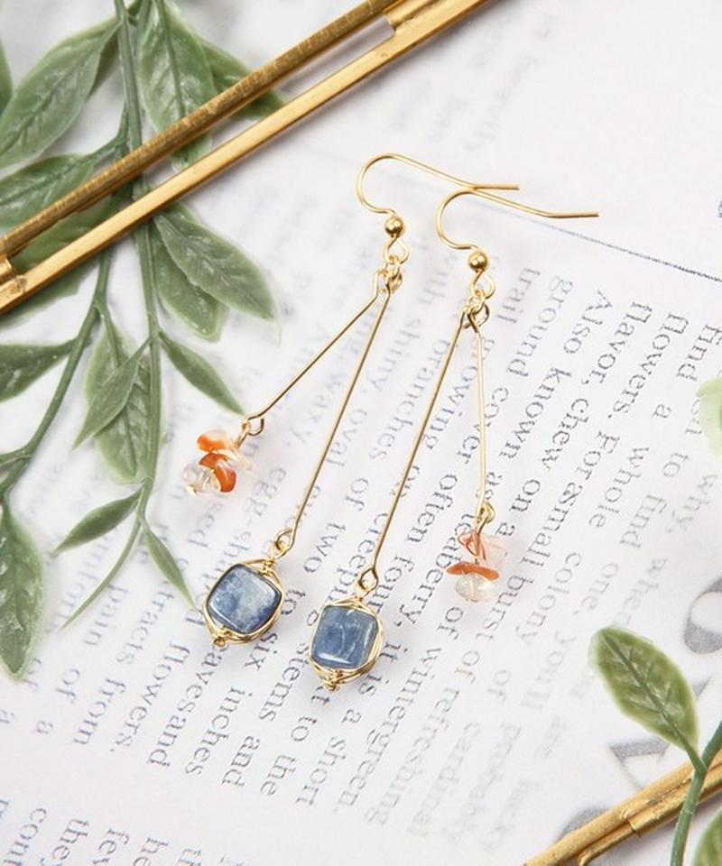 K14GF カイヤナイト×サザレカーネリアンピアス