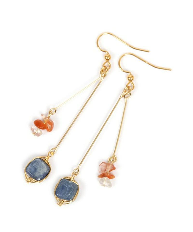 K14GF カイヤナイト×サザレカーネリアンピアス