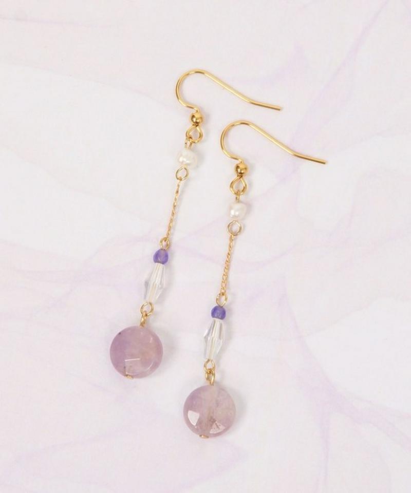 K14GF アメジスト×パープル チェーンピアス