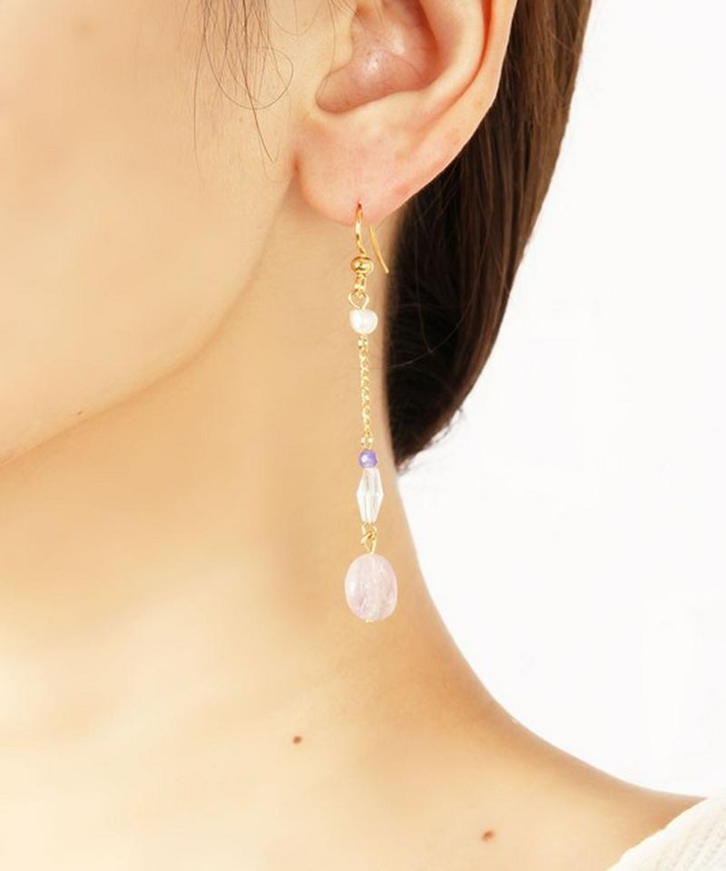 K14GF アメジスト×パープル チェーンピアス