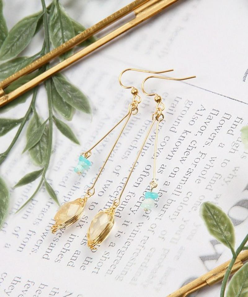 K14GF シトリン×サザレアマゾナイトピアス