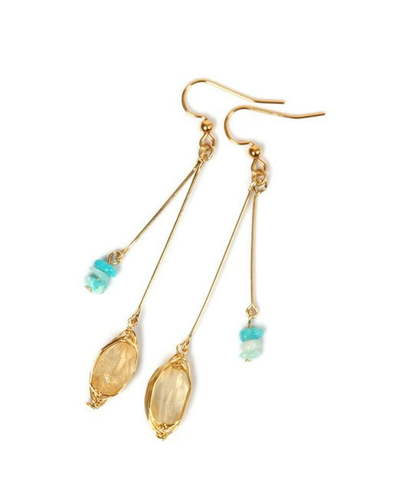 K14GF シトリン×サザレアマゾナイトピアス