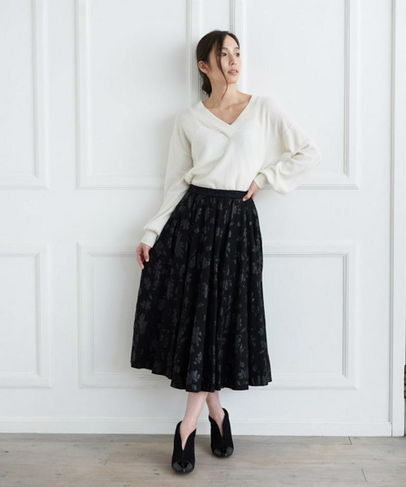 FLOWER PRINT FLARE SKIRT