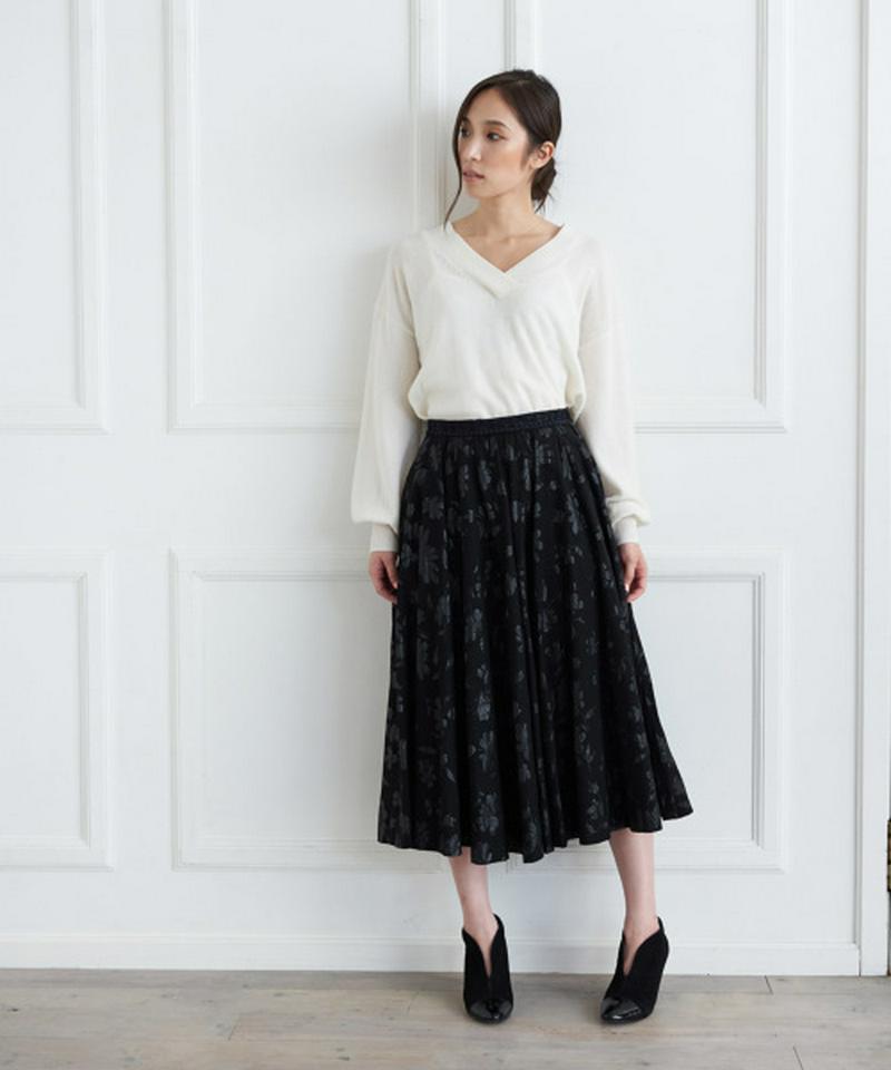 FLOWER PRINT FLARE SKIRT