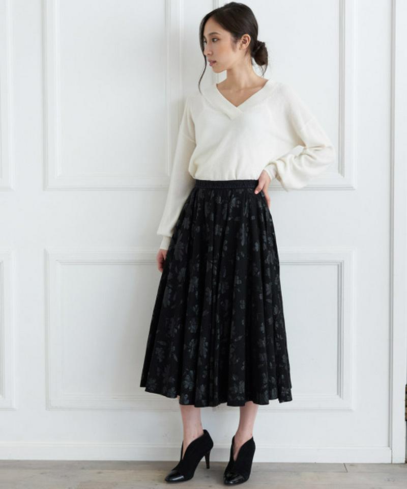 FLOWER PRINT FLARE SKIRT