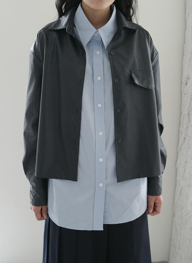 カットオフフェイクレザージャケット