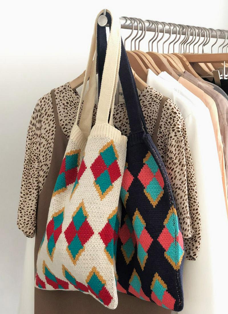 アーガイルパターンニットバック