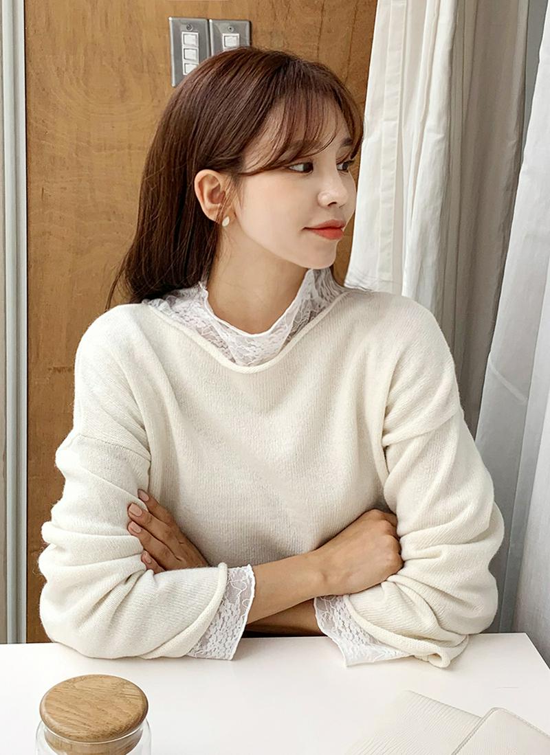 ロールヘムルーズニット・全3色