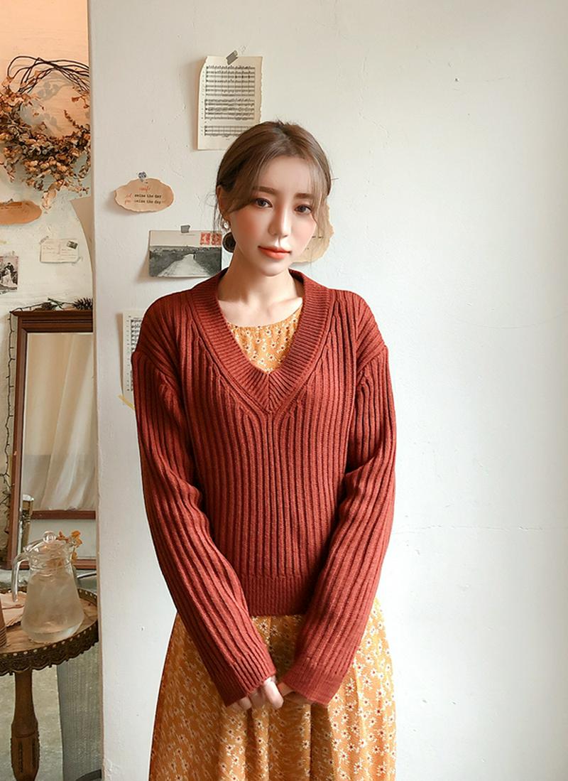 バックリボンニットトップス