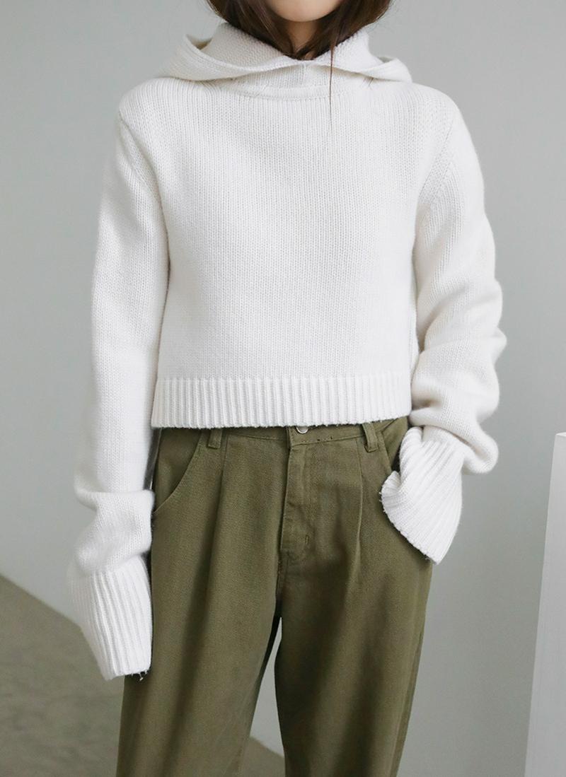 ウールカシミヤフードニット