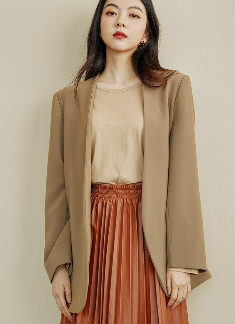 ノーカラーオープンジャケット