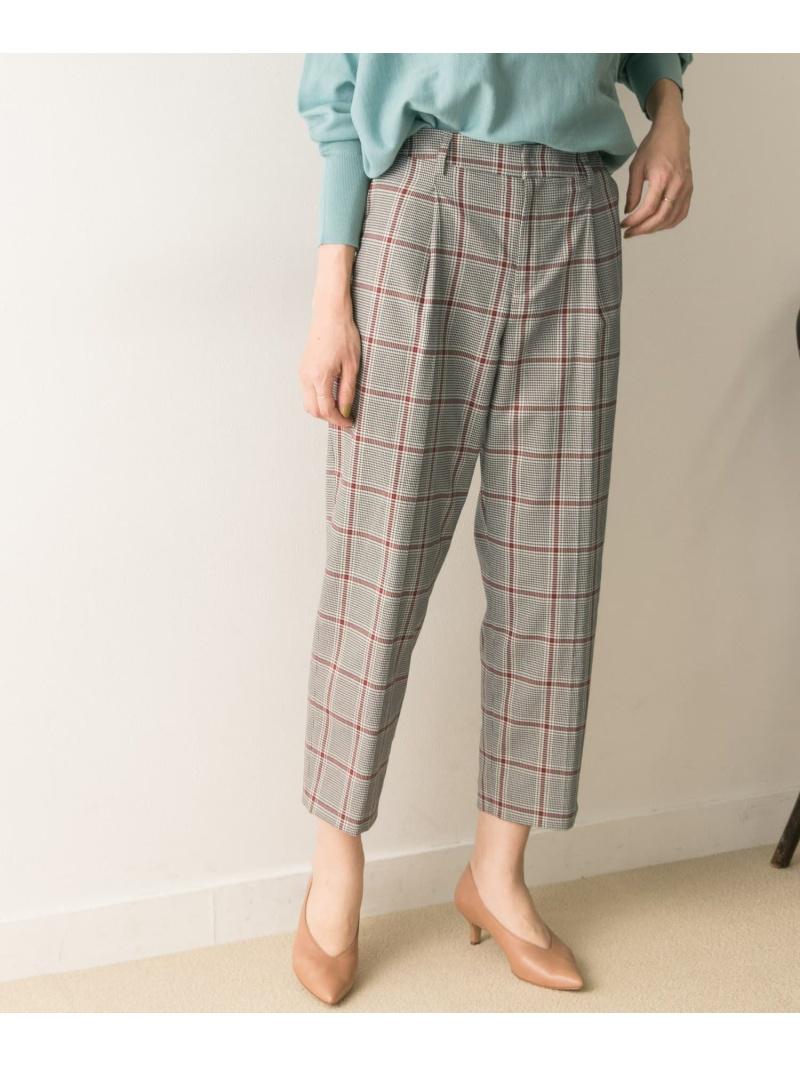 タックテーパードチェックパンツ