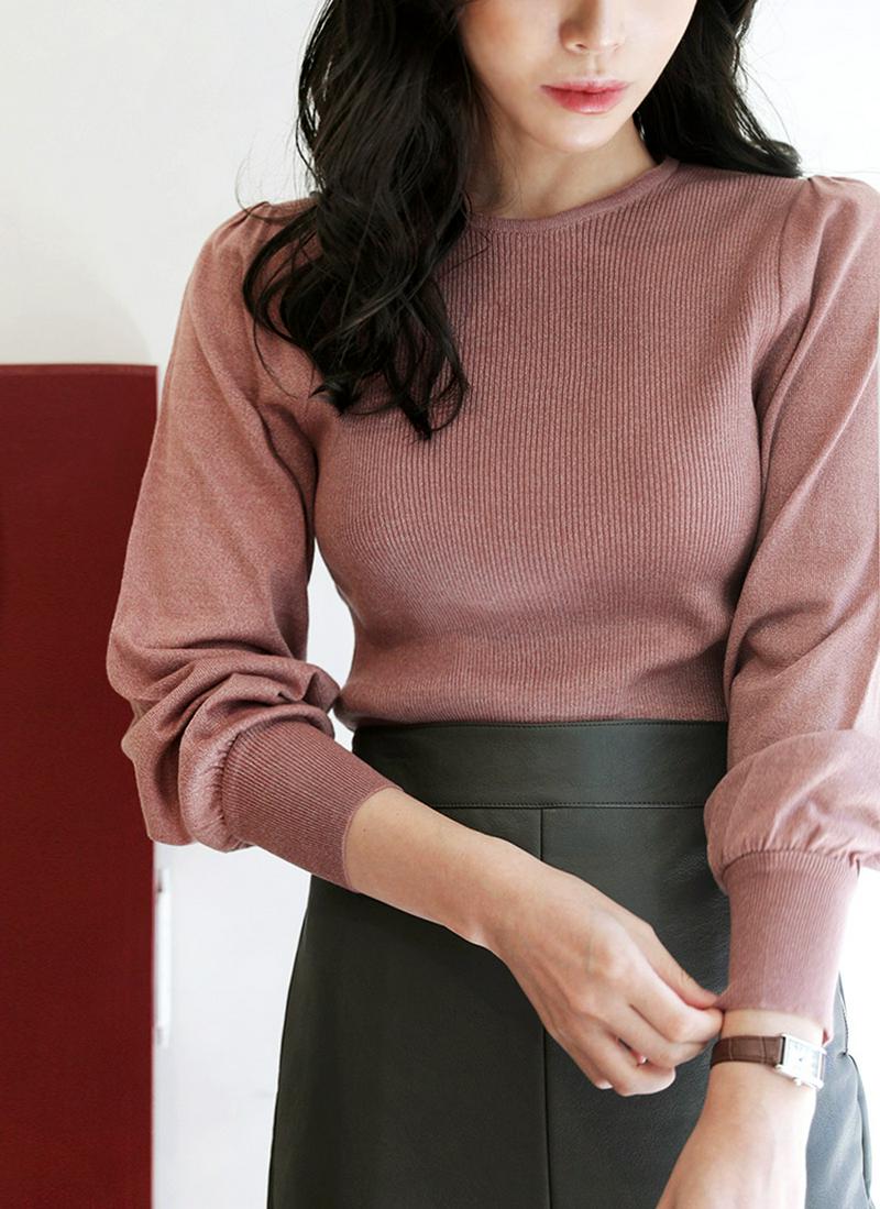 リブパフスリーブニット・全3色