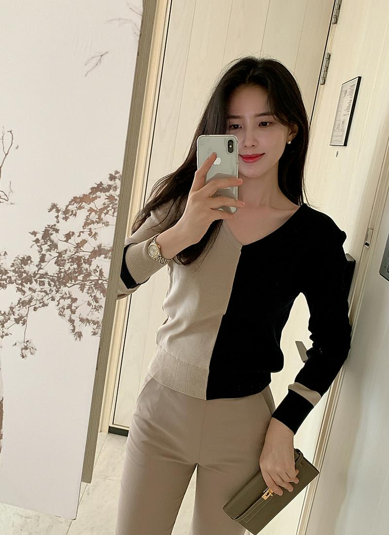 ハーフカラーニット