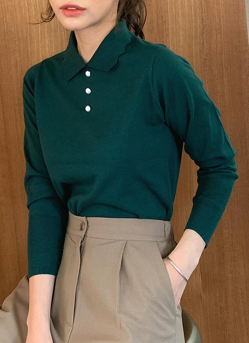 パールウェーブカラーニット・全3色