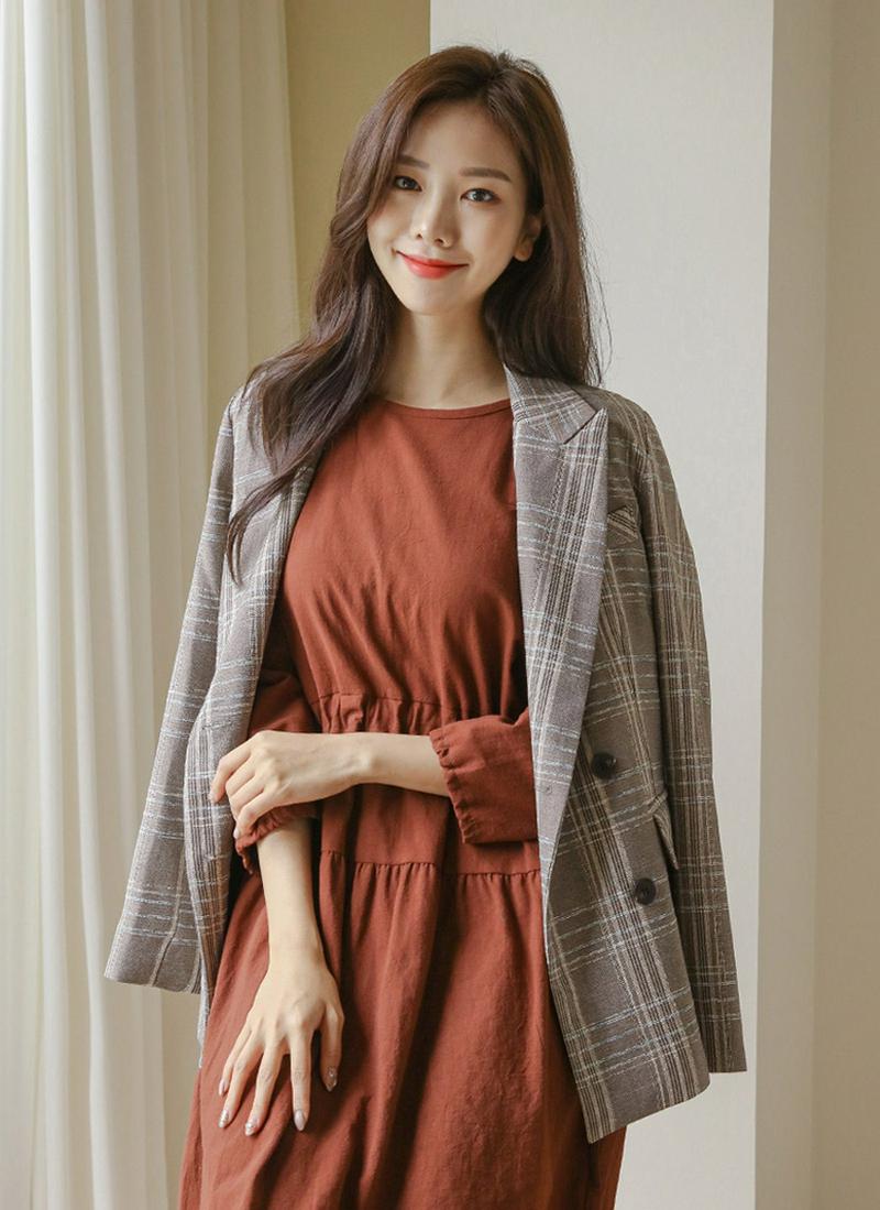 ダブルボタンチェックジャケット